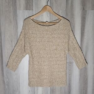 New‎ York & Company Womens XS Cable Knit Sweater 3/4 Dolman Sleeve Boat Neck